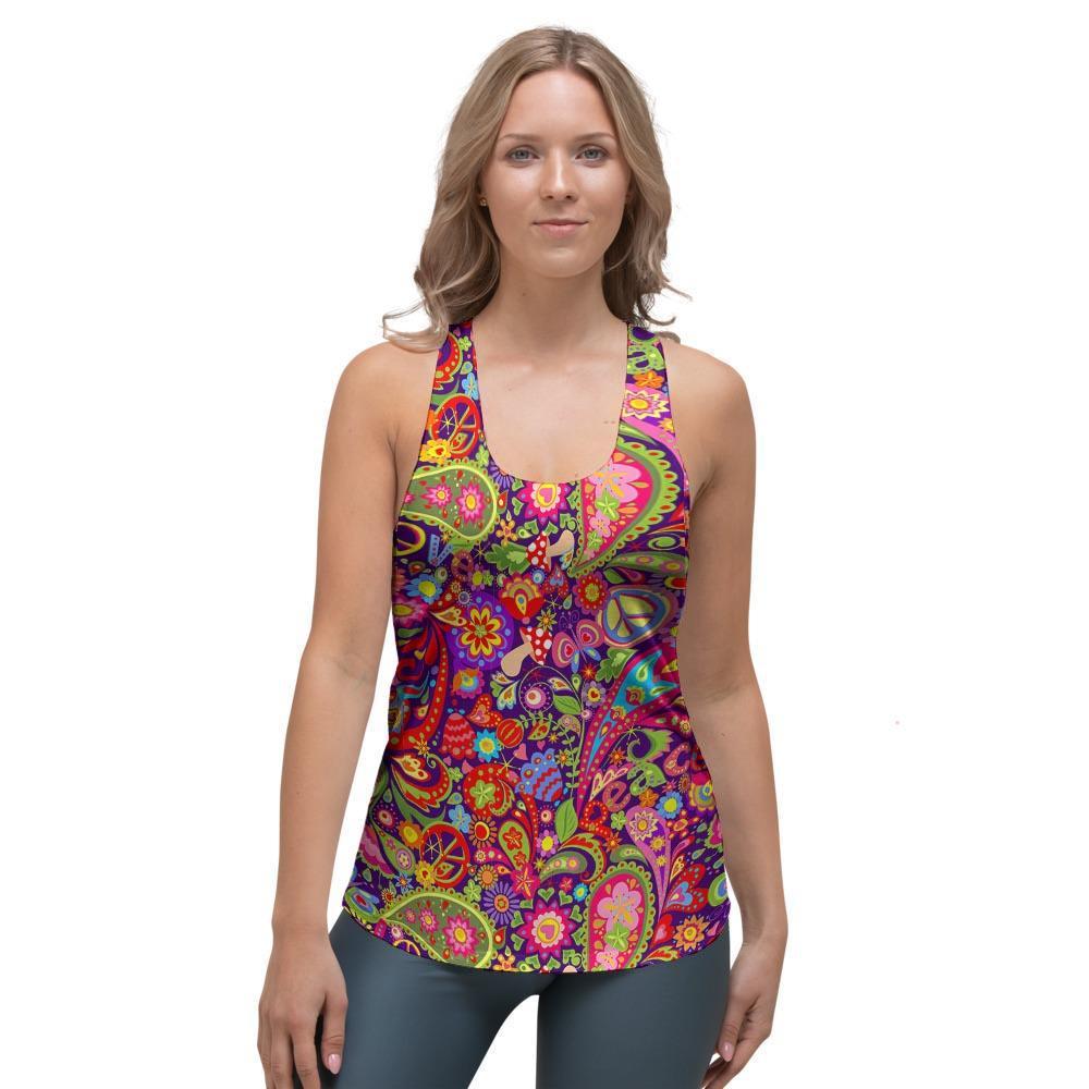 Hippie Paisley Women's Racerback Tank Top-grizzshop