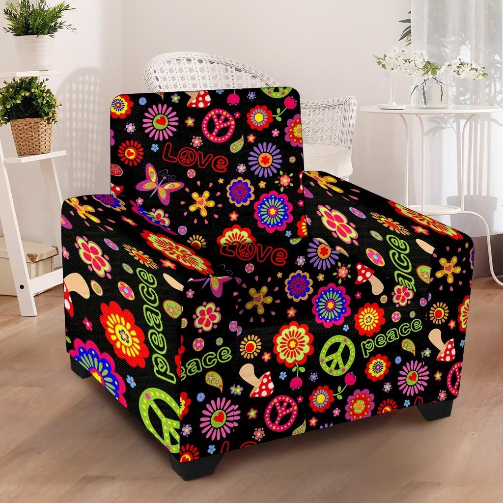 Hippie Peace Print Armchair Cover-grizzshop