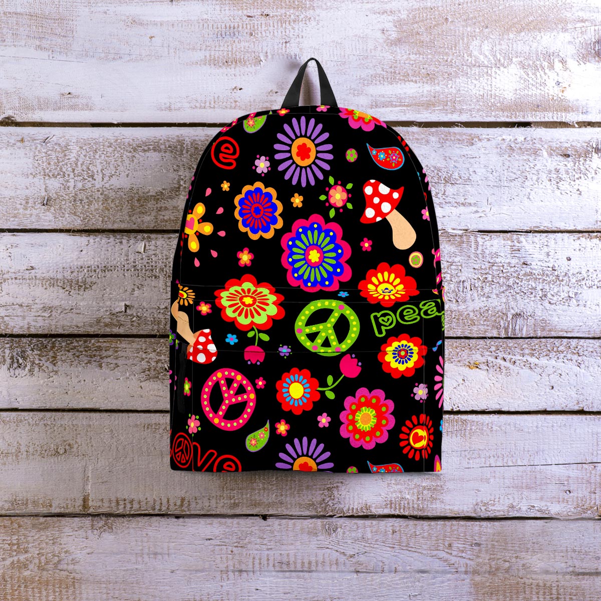 Hippie Peace Print Backpack-grizzshop