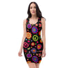 Hippie Peace Print Bodycon Dress-grizzshop