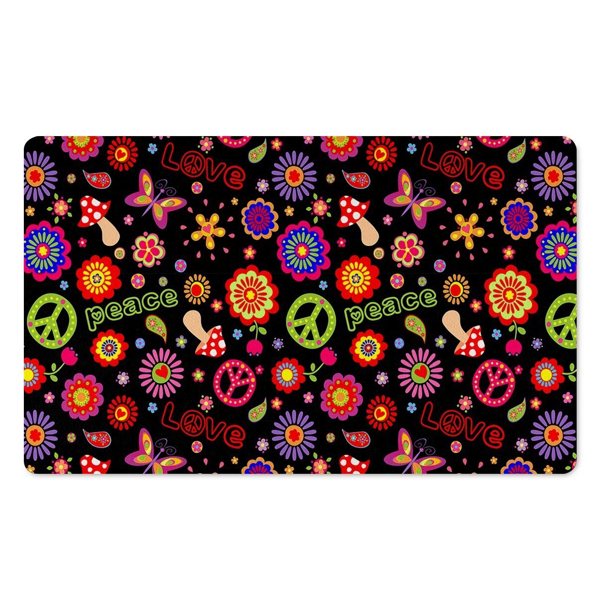 Hippie Peace Print Door Mat-grizzshop