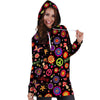 Hippie Peace Print Hoodie Dress-grizzshop