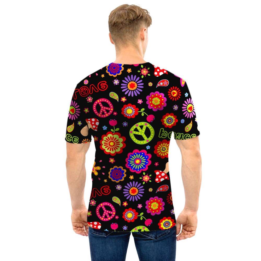 Hippie Peace Print Men T Shirt-grizzshop