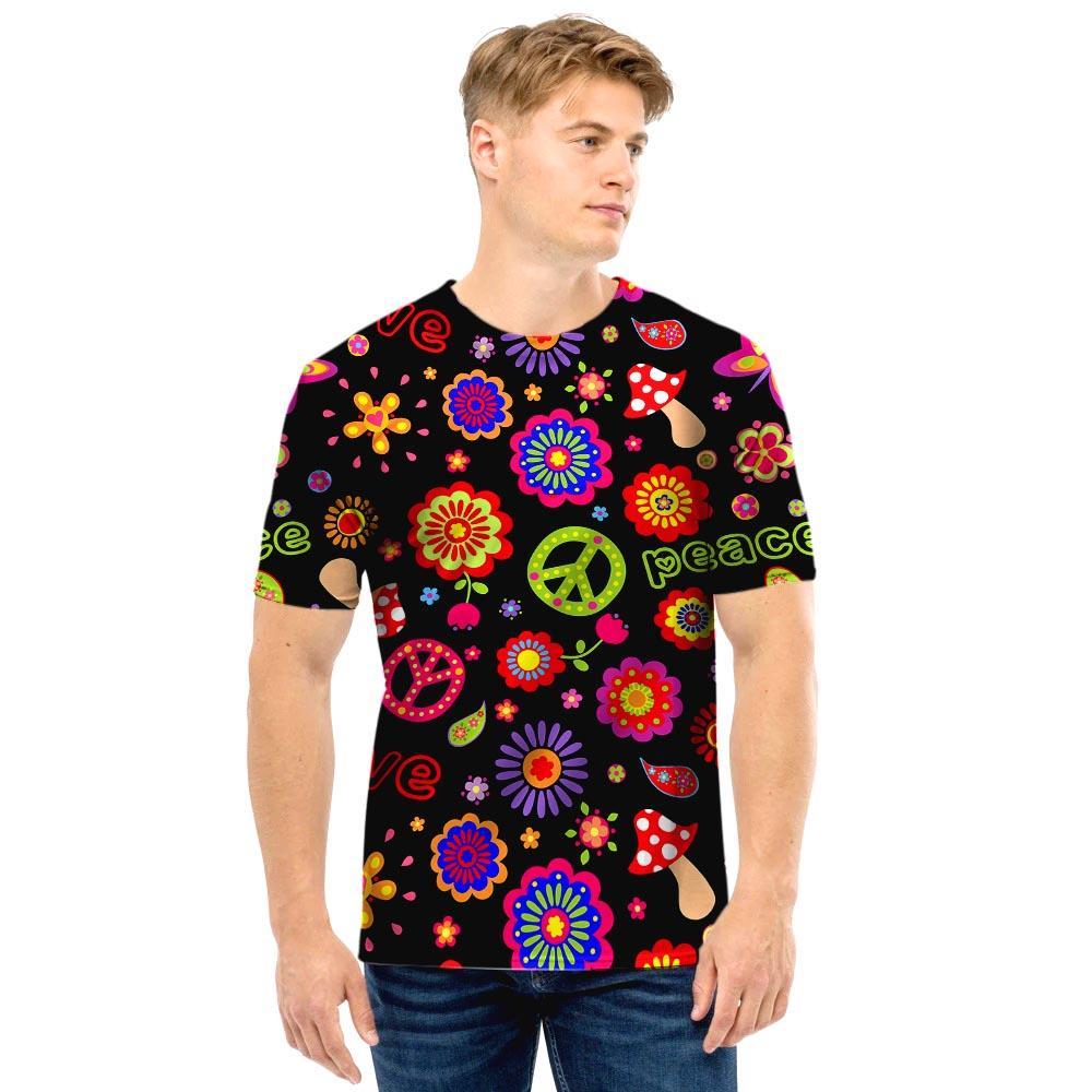 Hippie Peace Print Men T Shirt-grizzshop