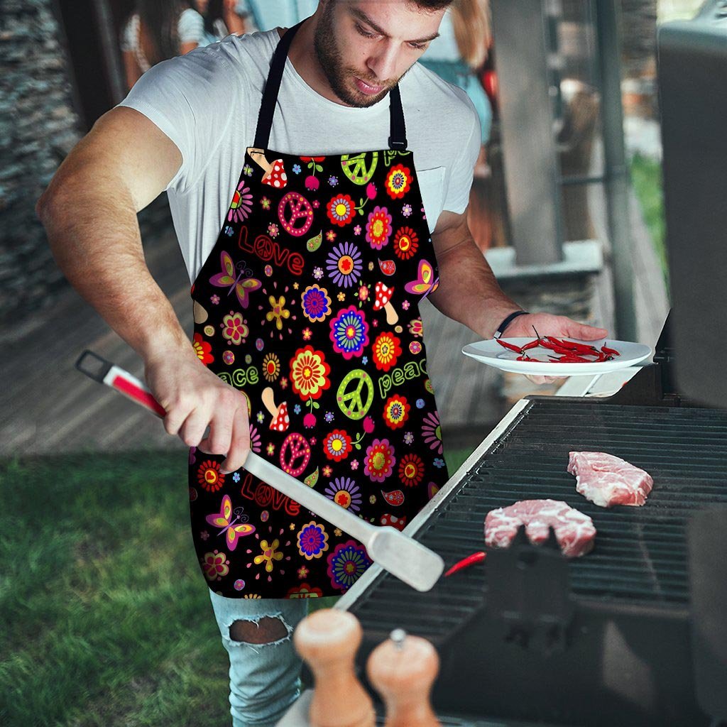 Hippie Peace Print Men's Apron-grizzshop