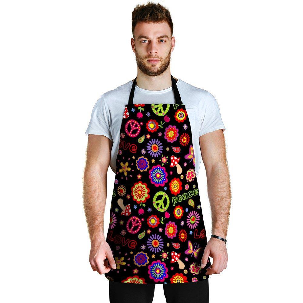 Hippie Peace Print Men's Apron-grizzshop