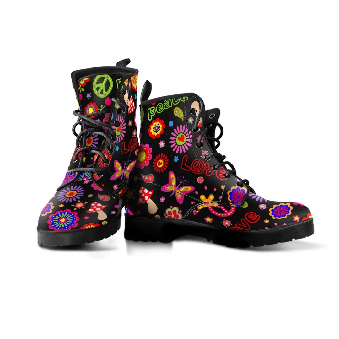 Hippie Peace Print Men's Boots-grizzshop