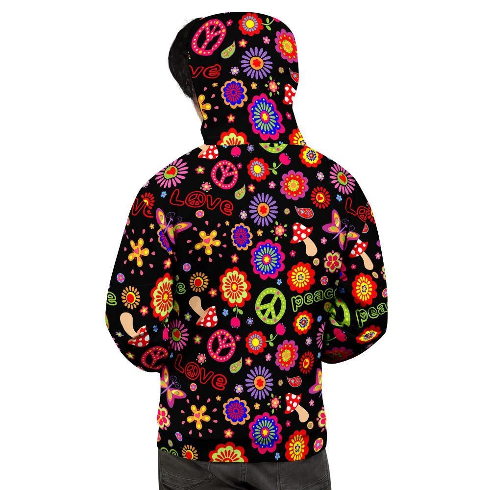 Hippie Peace Print Men's Hoodie-grizzshop