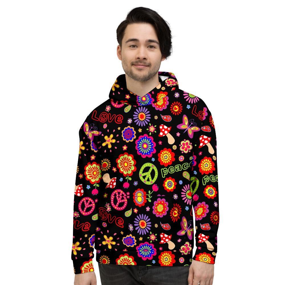 Hippie Peace Print Men's Hoodie-grizzshop