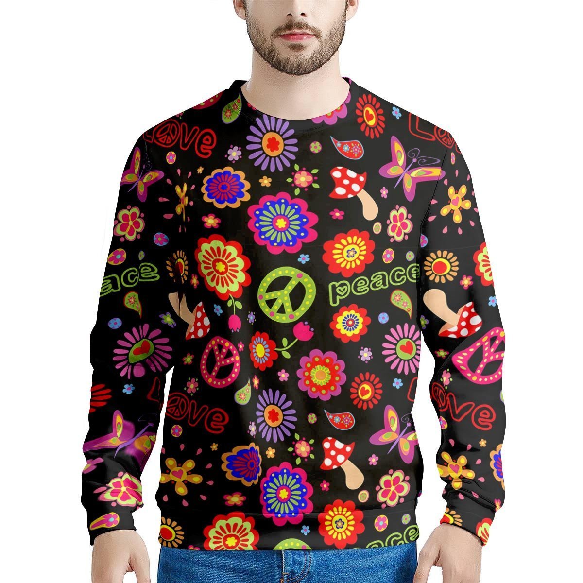 Hippie Peace Print Men's Sweatshirt-grizzshop