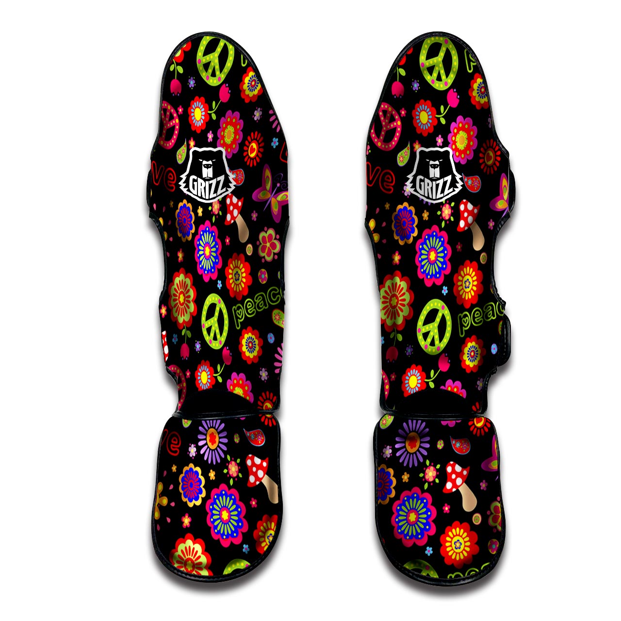 Hippie Peace Print Muay Thai Shin Guard-grizzshop