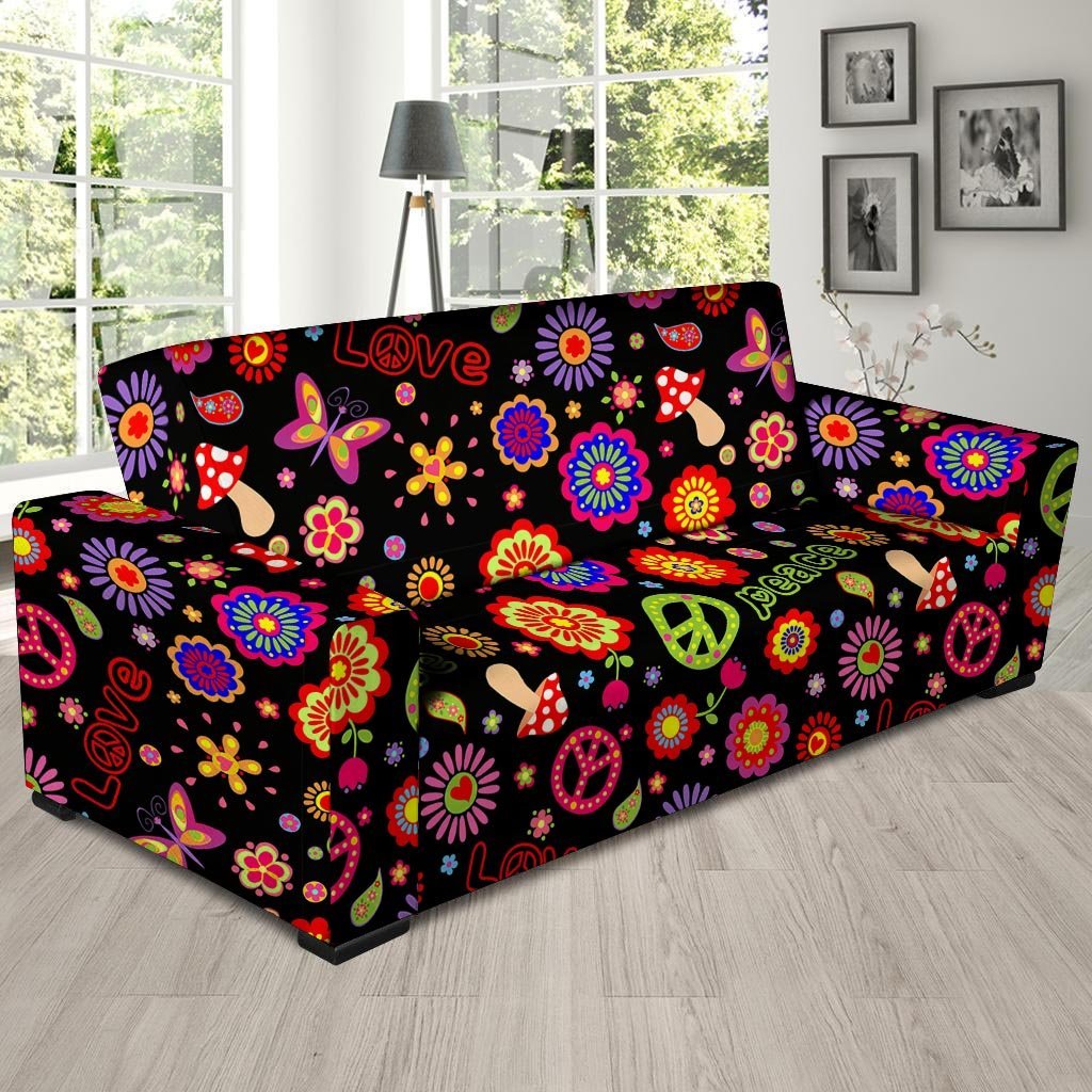 Hippie Peace Print Sofa Cover-grizzshop