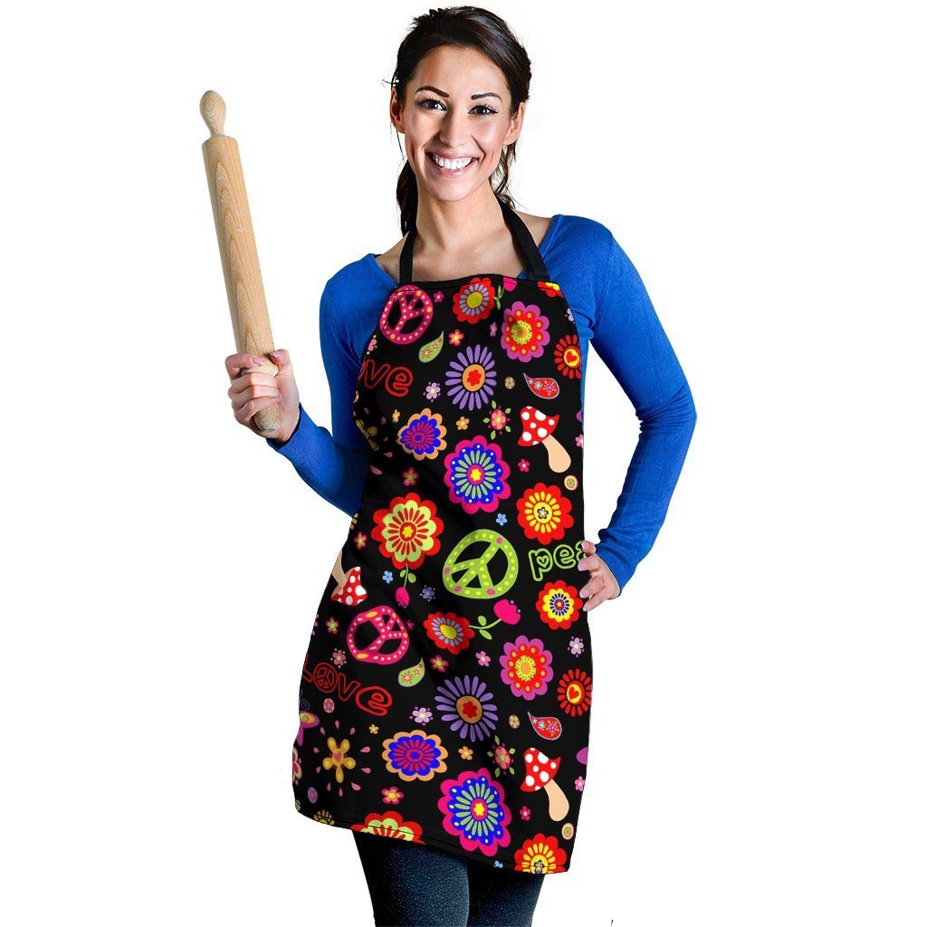 Hippie Peace Print Women's Apron-grizzshop