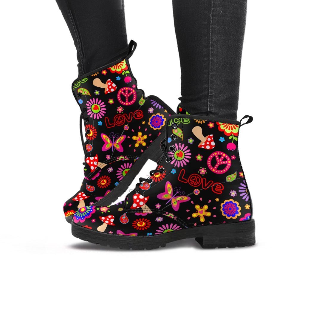 Hippie Peace Print Women's Boots-grizzshop