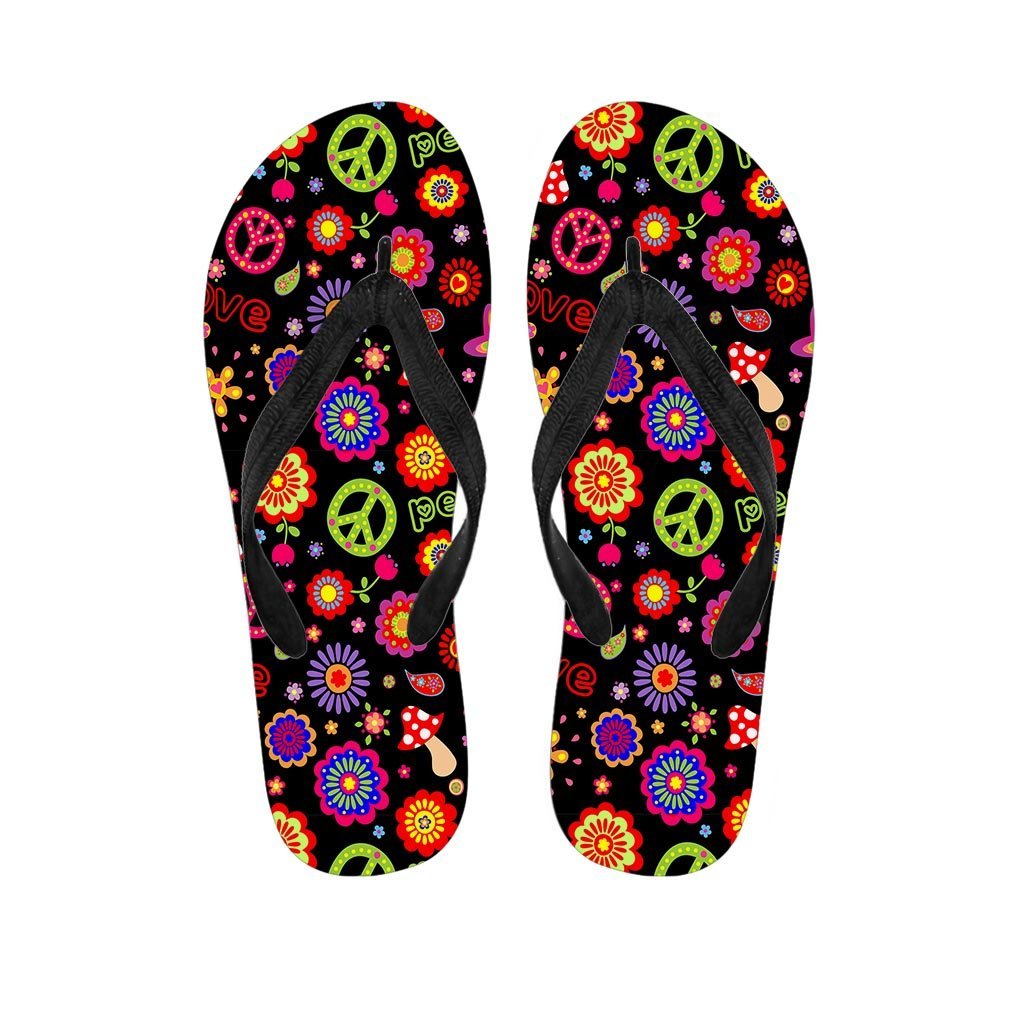 Hippie Peace Print Women's Flip Flops-grizzshop