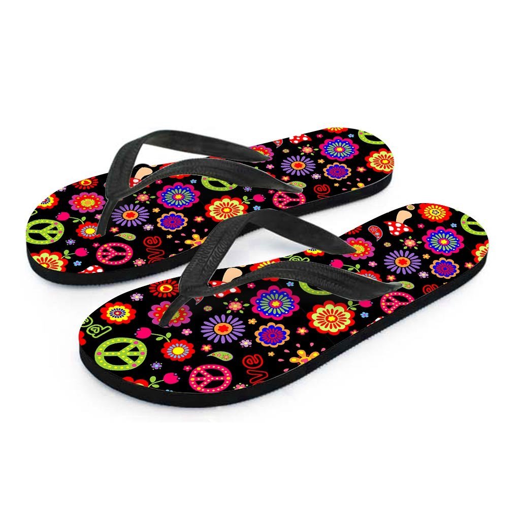 Hippie Peace Print Women's Flip Flops-grizzshop