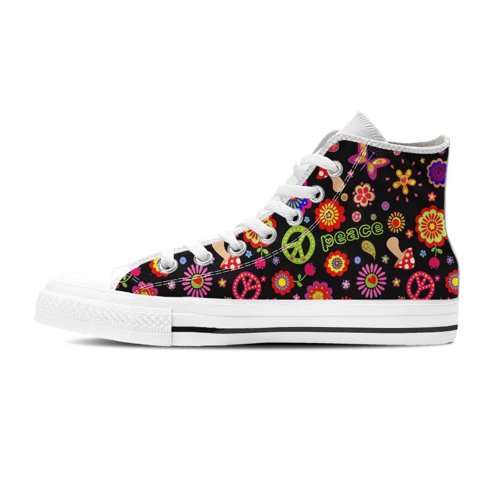 Hippie Peace Print Women's High Top Shoes-grizzshop