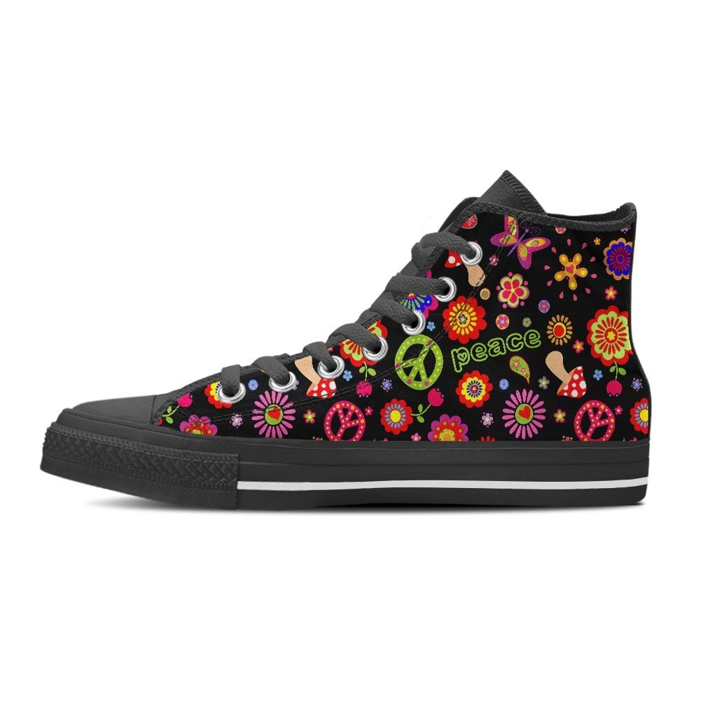 Hippie Peace Print Women's High Top Shoes-grizzshop