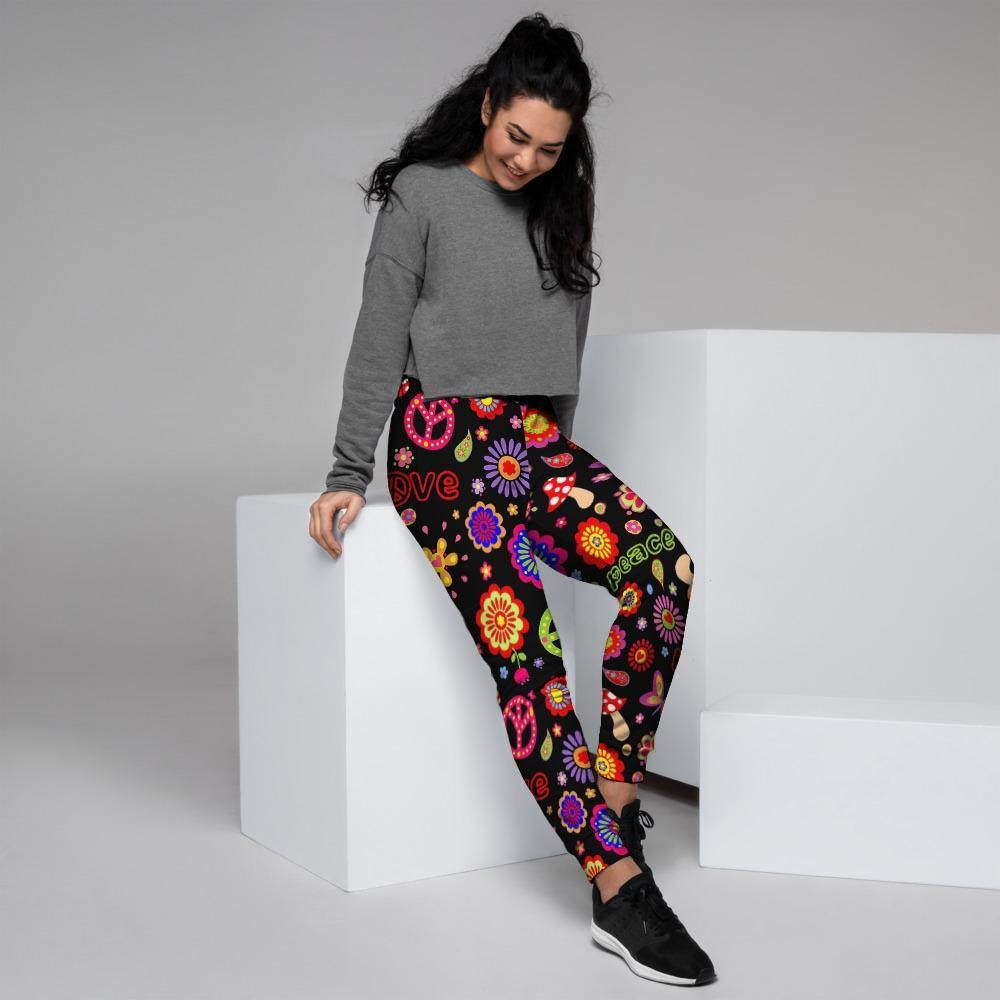 Hippie Peace Print Women's Joggers-grizzshop