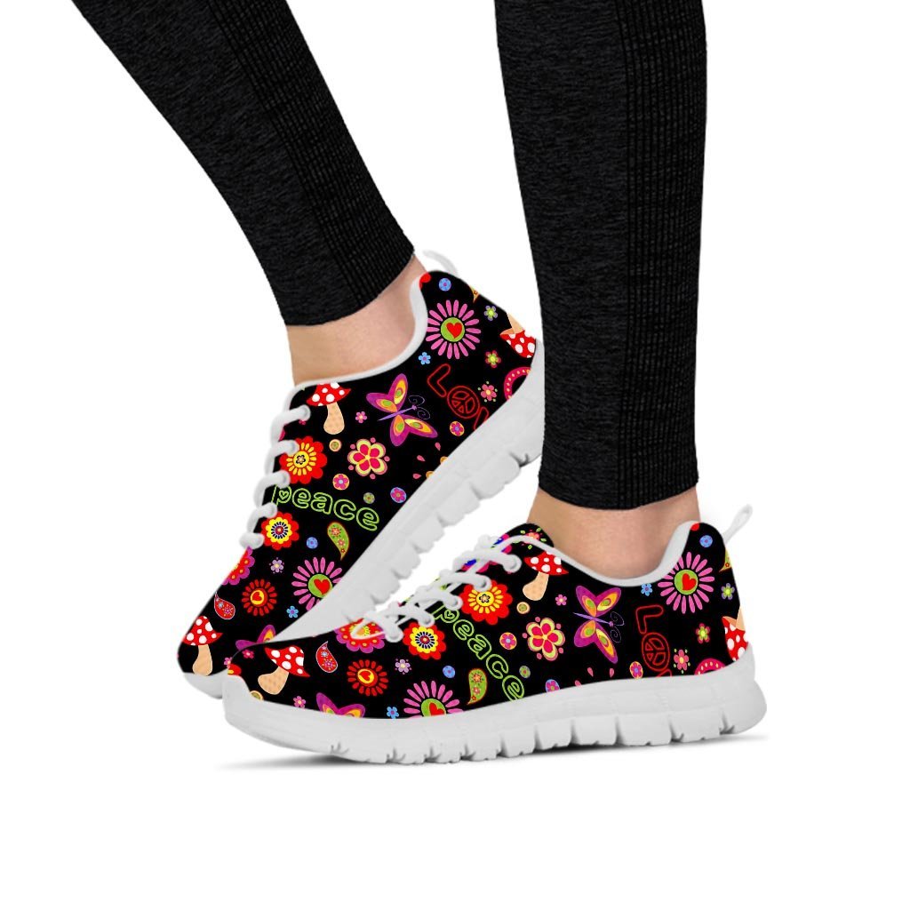 Hippie Peace Print Women's Sneakers-grizzshop