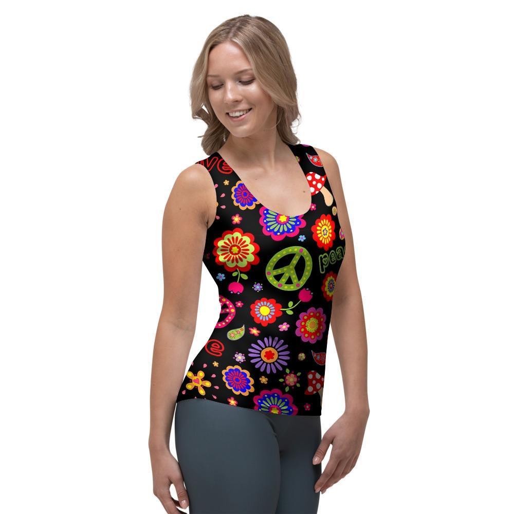 Hippie Peace Print Women's Tank Top-grizzshop