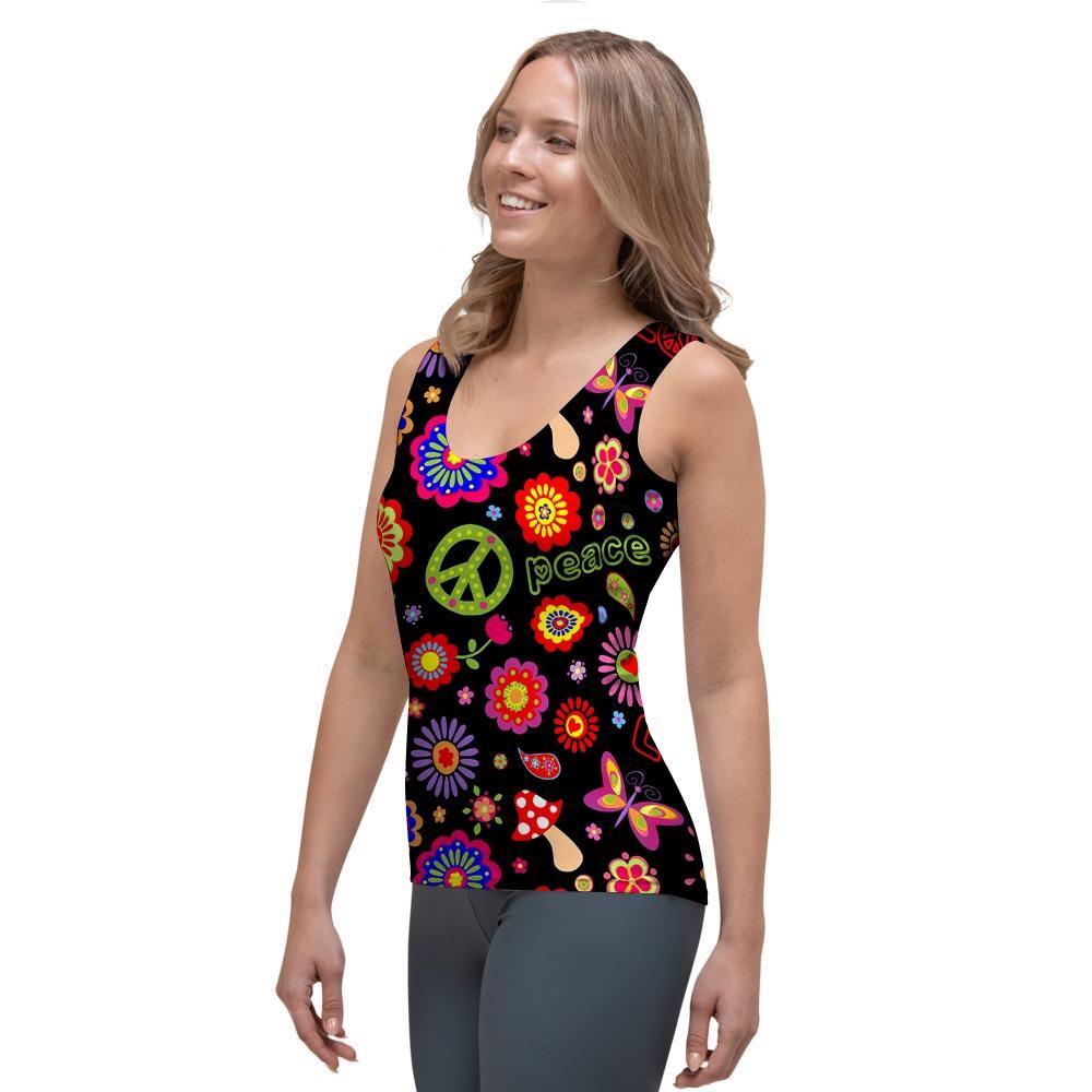 Hippie Peace Print Women's Tank Top-grizzshop