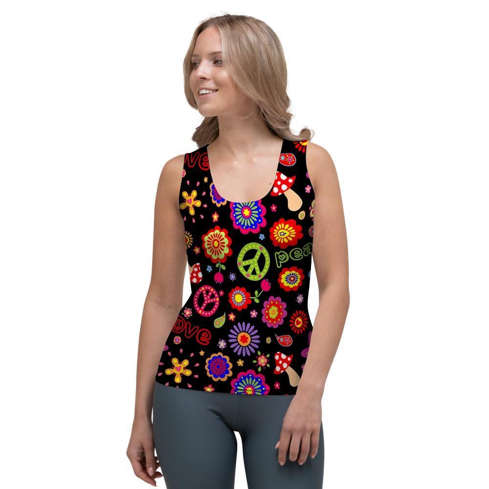 Hippie Peace Print Women's Tank Top-grizzshop