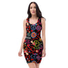 Hippie Peace Sign Bodycon Dress-grizzshop