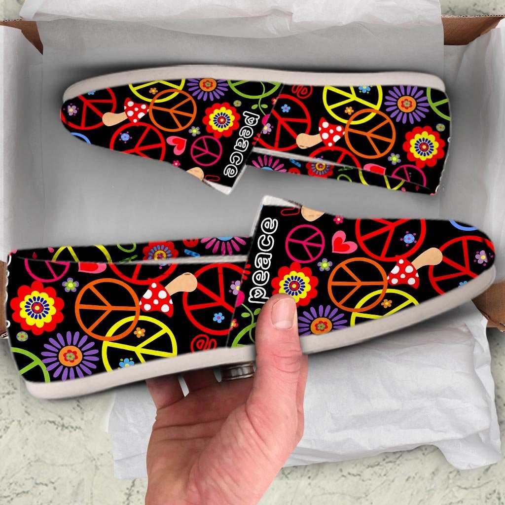 Hippie Peace Sign Canvas Shoes-grizzshop