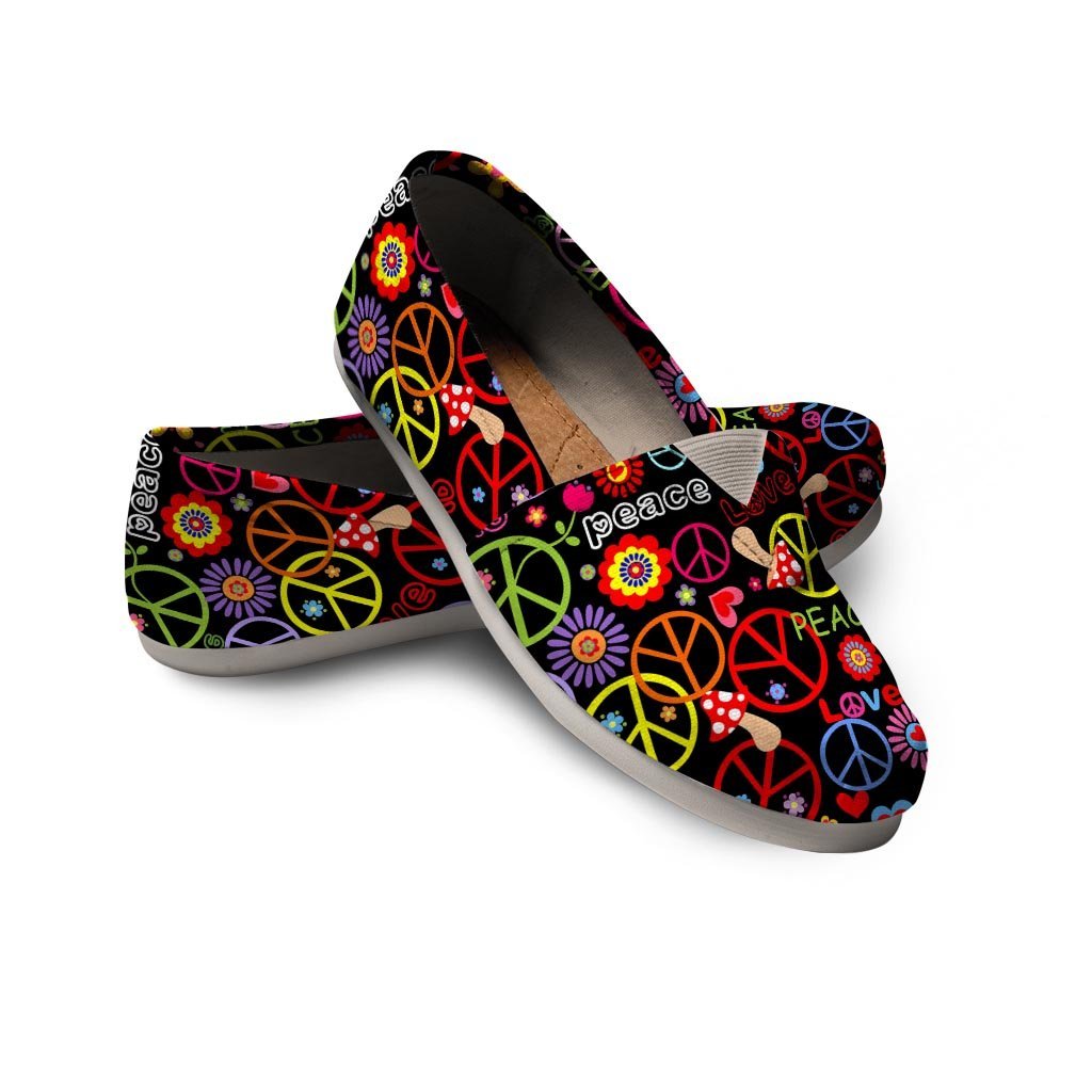 Hippie Peace Sign Canvas Shoes-grizzshop