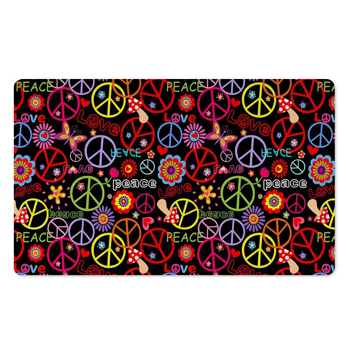 Hippie Peace Sign Door Mat-grizzshop