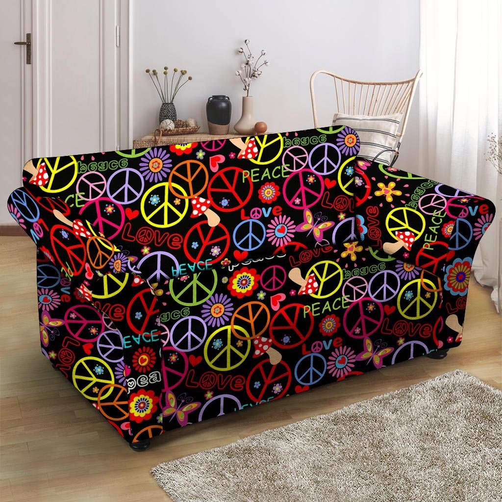 Hippie Peace Sign Loveseat Cover-grizzshop