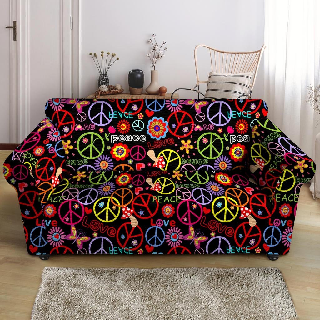 Hippie Peace Sign Loveseat Cover-grizzshop