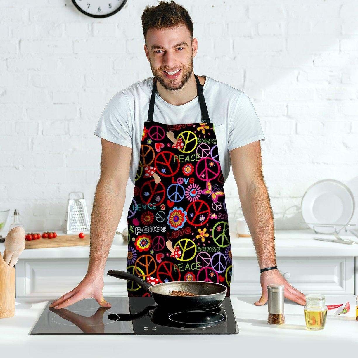 Hippie Peace Sign Men's Apron-grizzshop