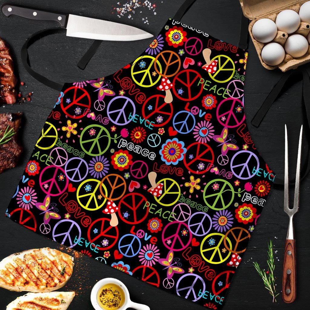 Hippie Peace Sign Men's Apron-grizzshop