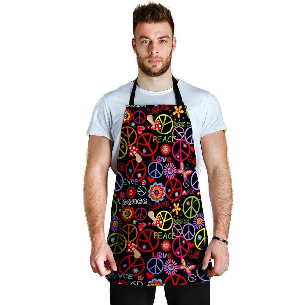 Hippie Peace Sign Men's Apron-grizzshop