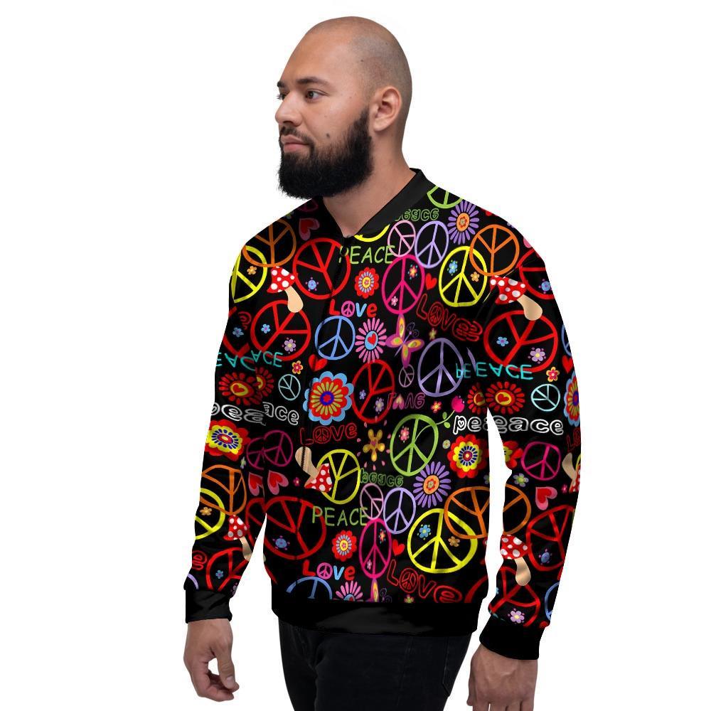 Hippie Peace Sign Men's Bomber Jacket-grizzshop