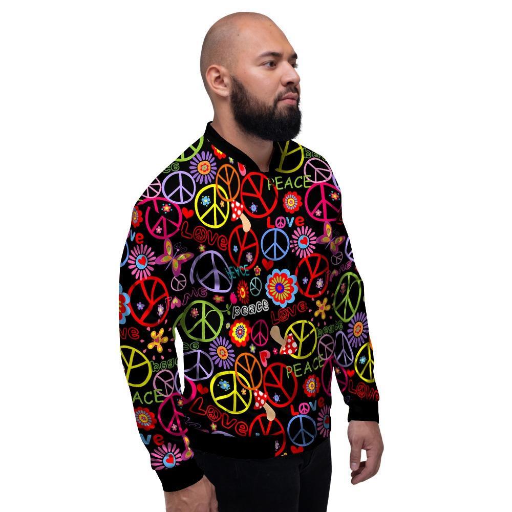 Hippie Peace Sign Men's Bomber Jacket-grizzshop