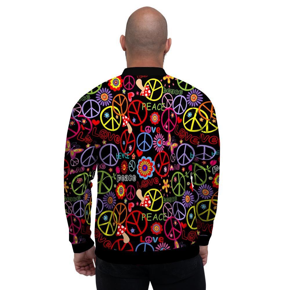 Hippie Peace Sign Men's Bomber Jacket-grizzshop