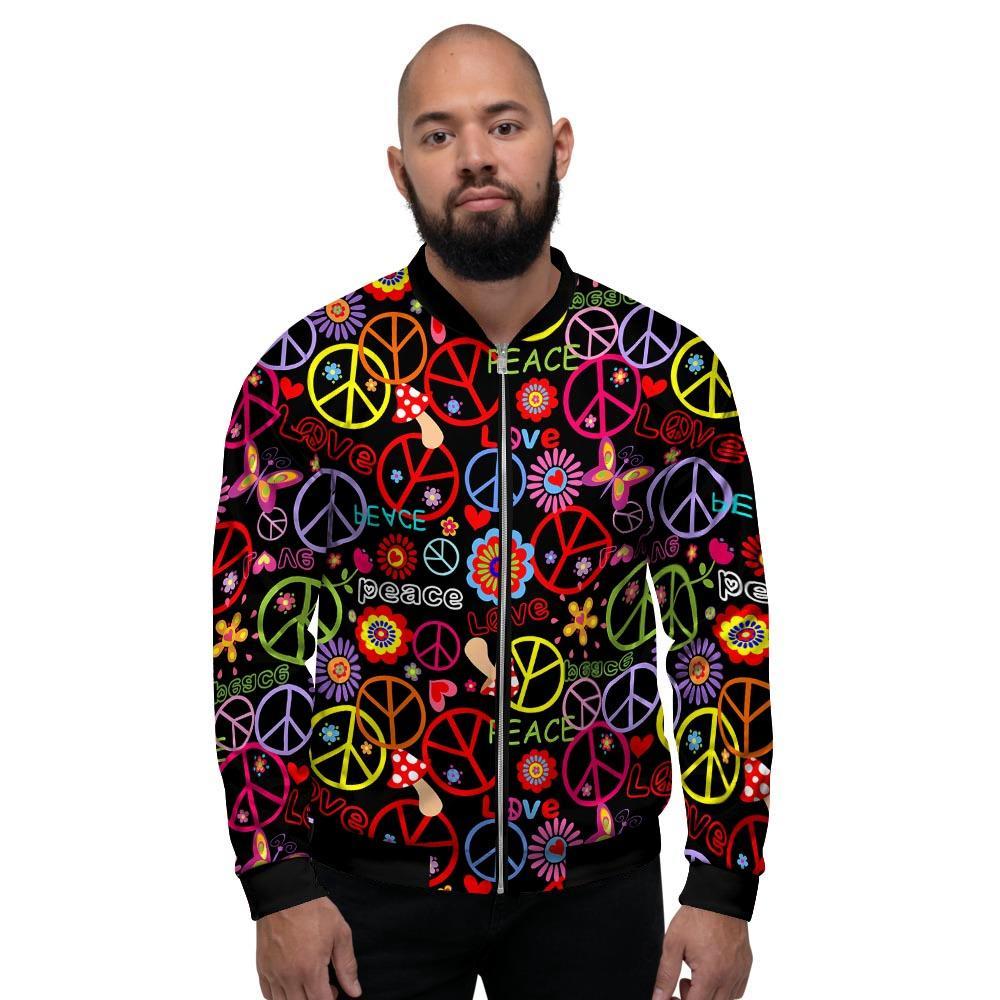 Hippie Peace Sign Men's Bomber Jacket-grizzshop