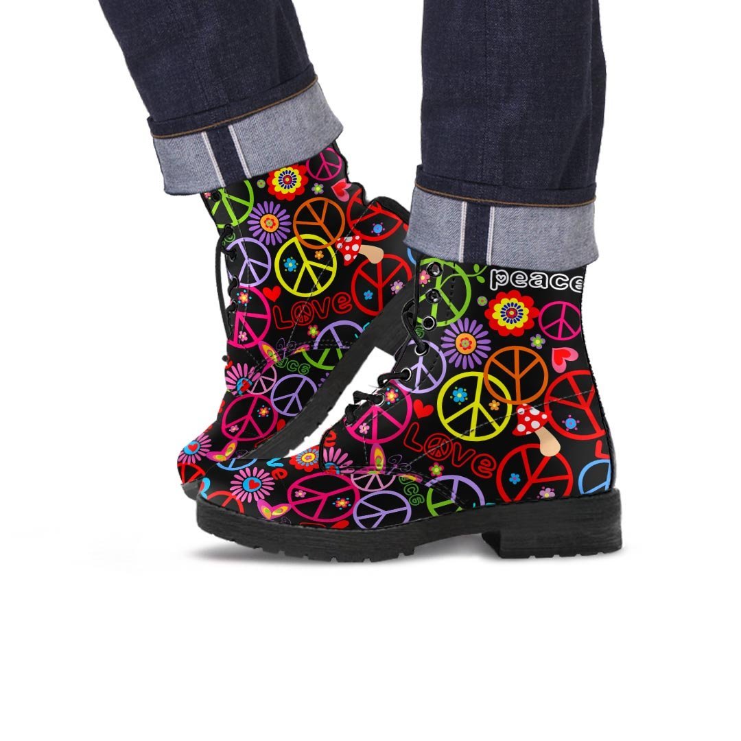 Hippie Peace Sign Men's Boots-grizzshop