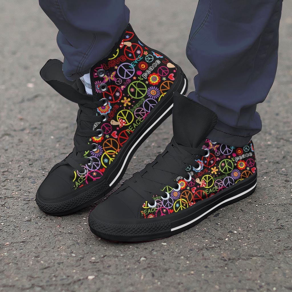 Hippie Peace Sign Men's High Top Shoes-grizzshop