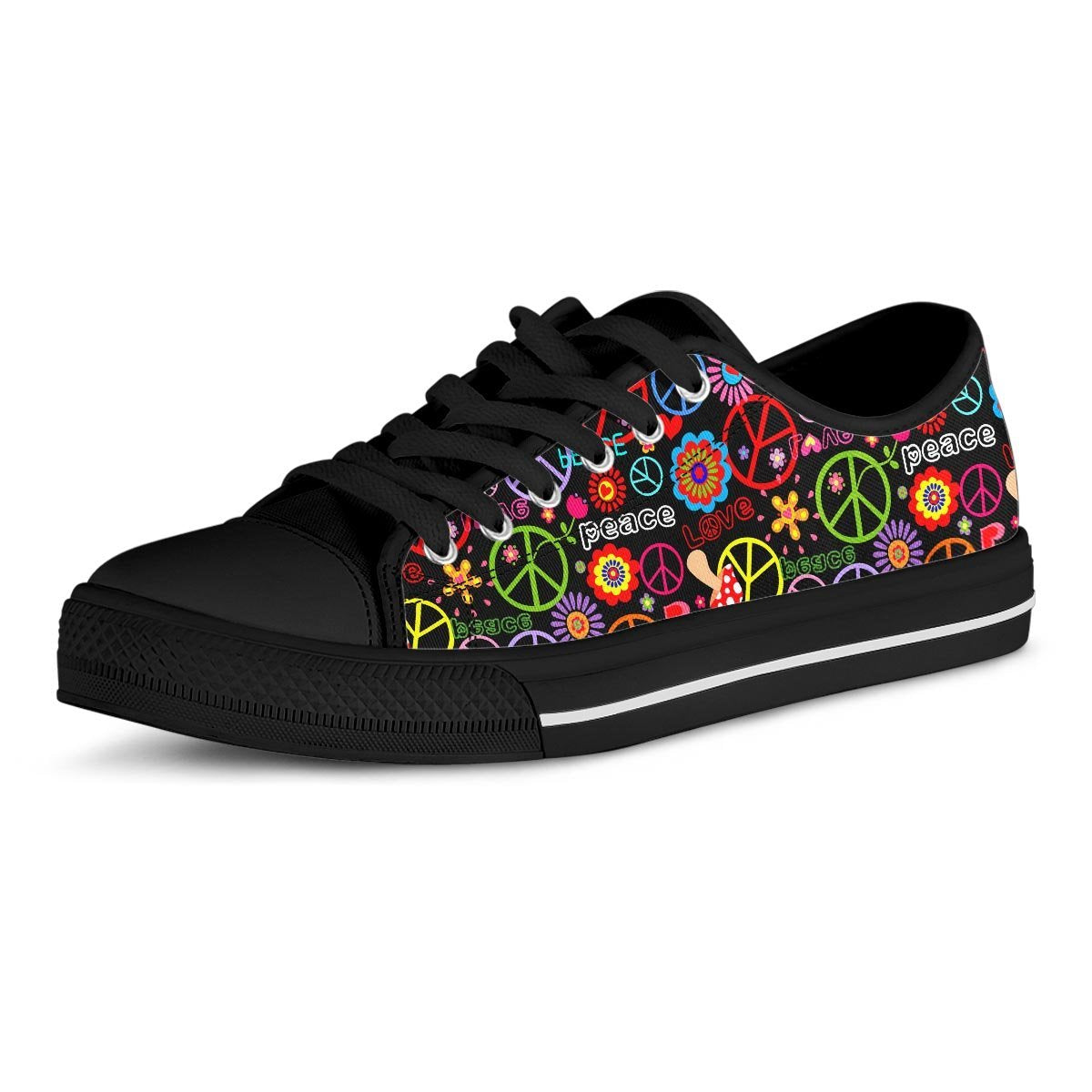 Hippie Peace Sign Men's Low Top Shoes-grizzshop