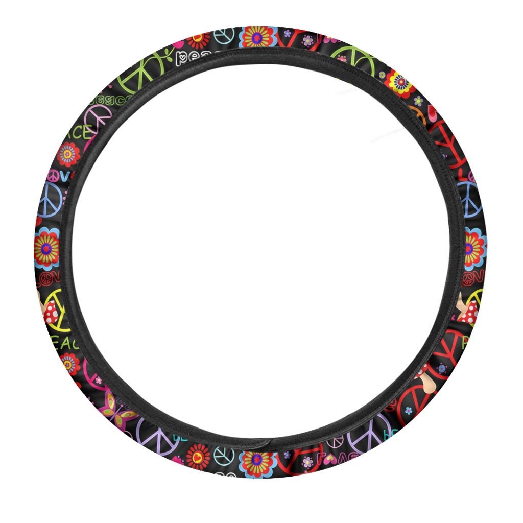 Hippie Peace Sign Steering Wheel Cover-grizzshop
