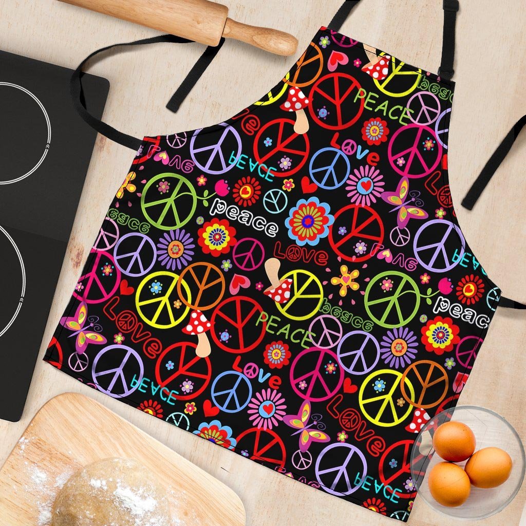 Hippie Peace Sign Women's Apron-grizzshop