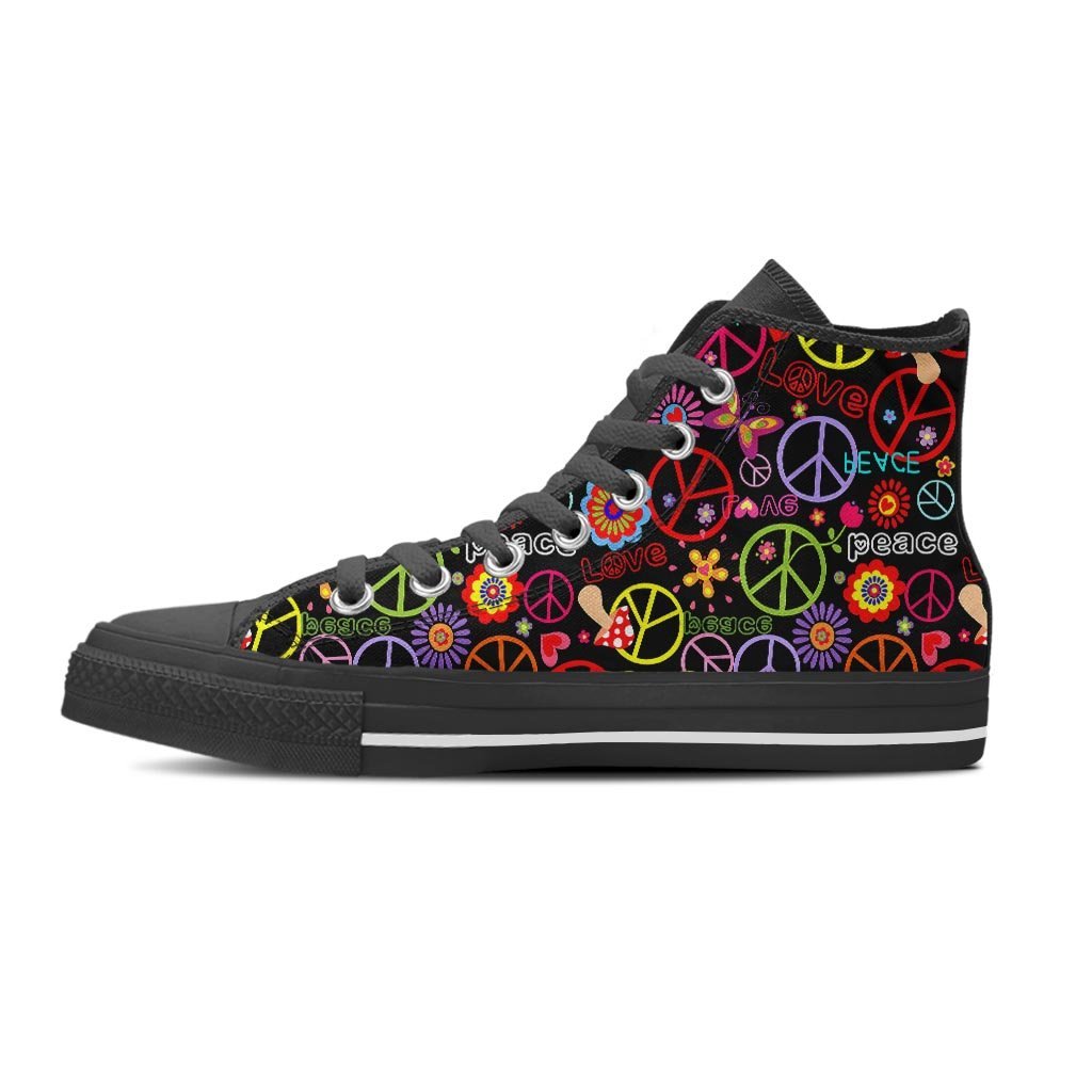 Hippie Peace Sign Women's High Top Shoes-grizzshop