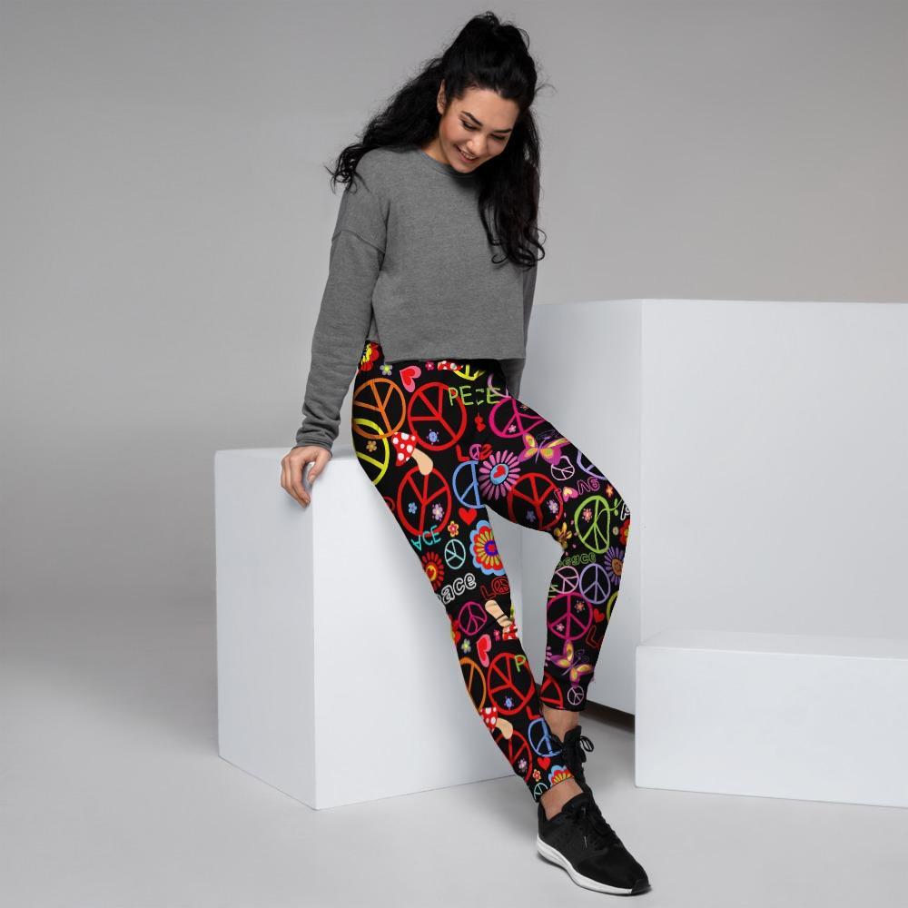 Hippie Peace Sign Women's Joggers-grizzshop