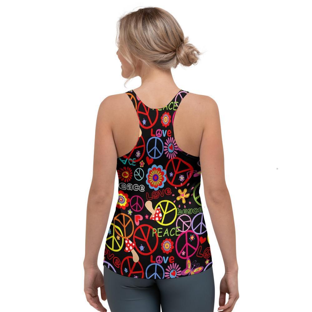 Hippie Peace Sign Women's Racerback Tank Top-grizzshop