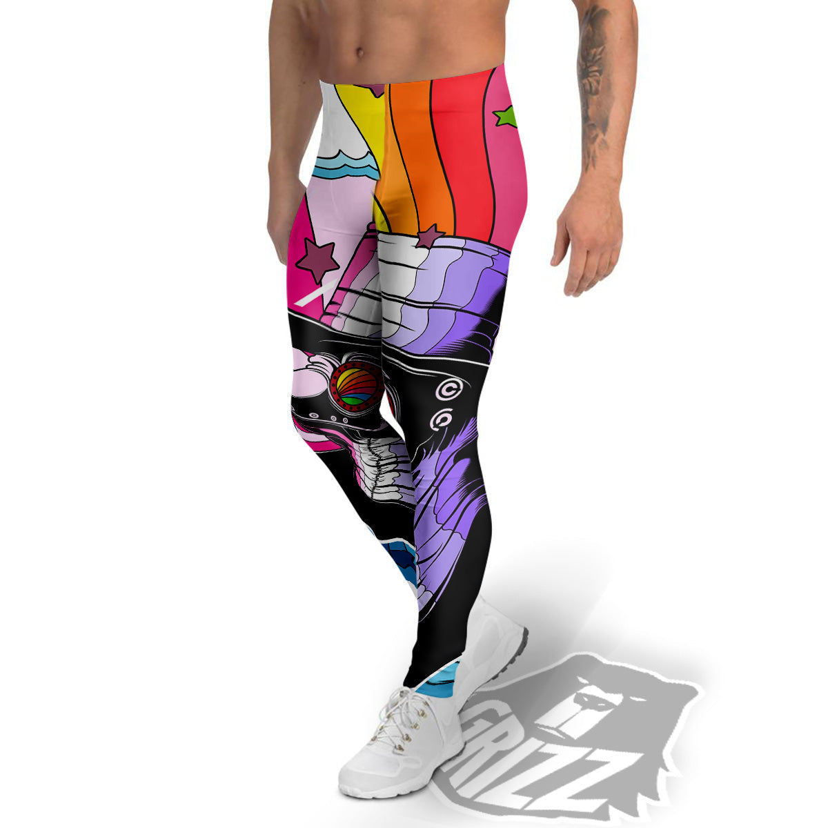 Hippie Plague Doctor Colorful Print Men's Leggings-grizzshop
