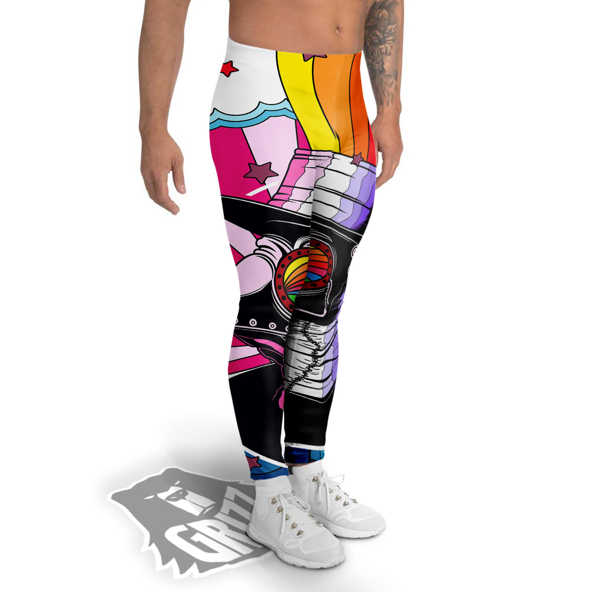 Hippie Plague Doctor Colorful Print Men's Leggings-grizzshop